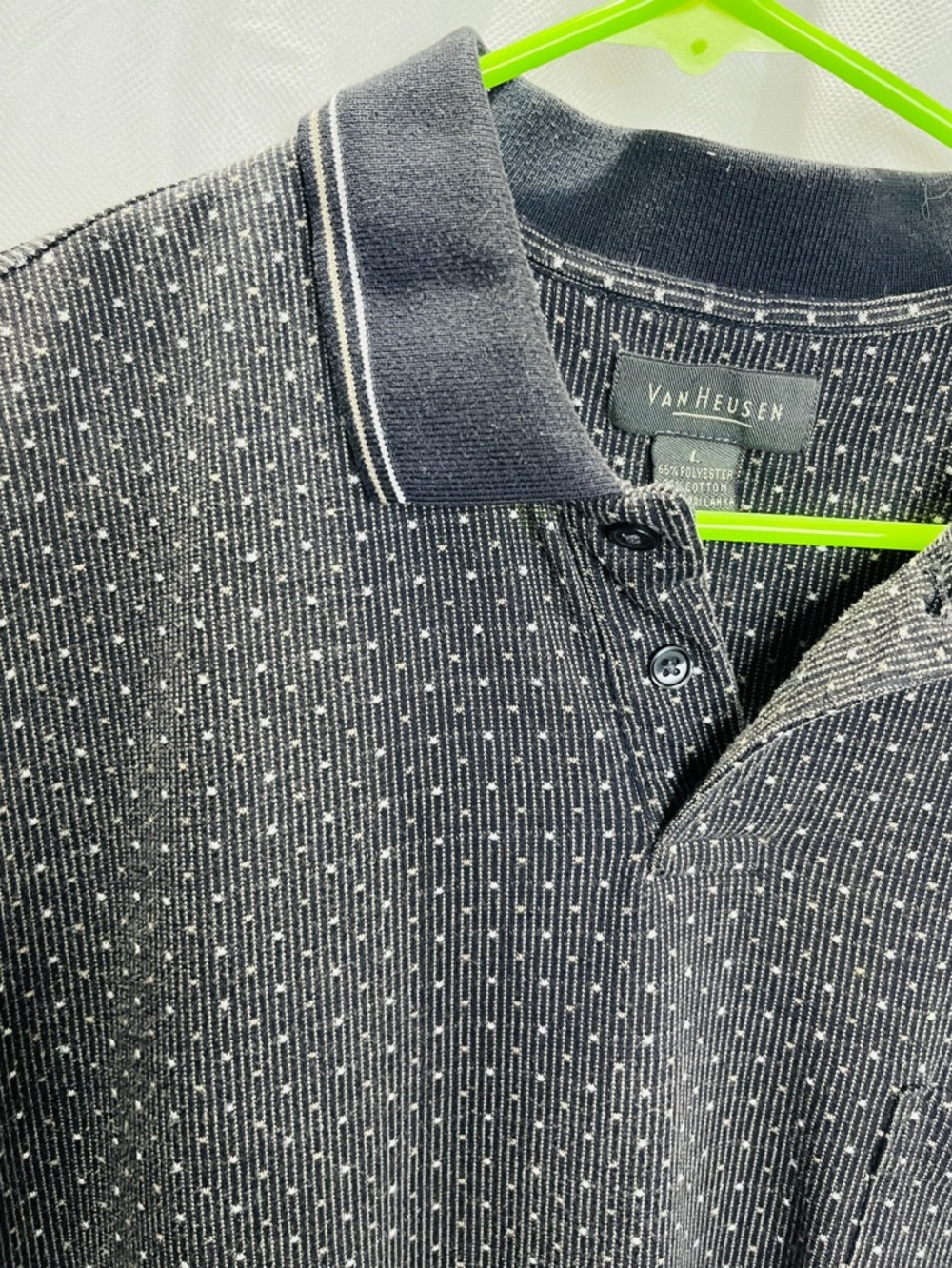 Van Heusen Black and White Patterned Polo - Picture 6 of 8